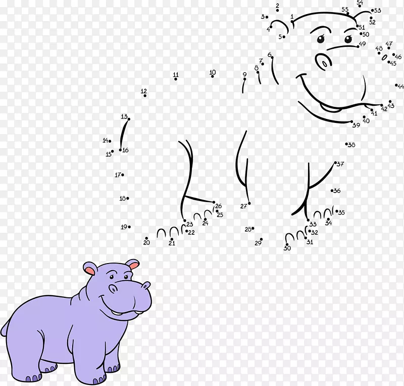 河马犀牛连接点插图卡通河马