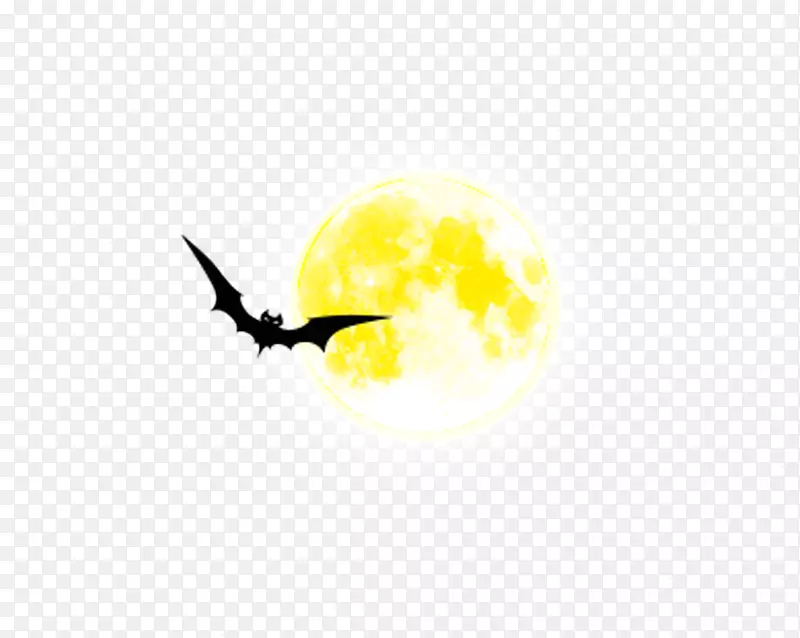 黄色电脑壁纸-月亮蝙蝠