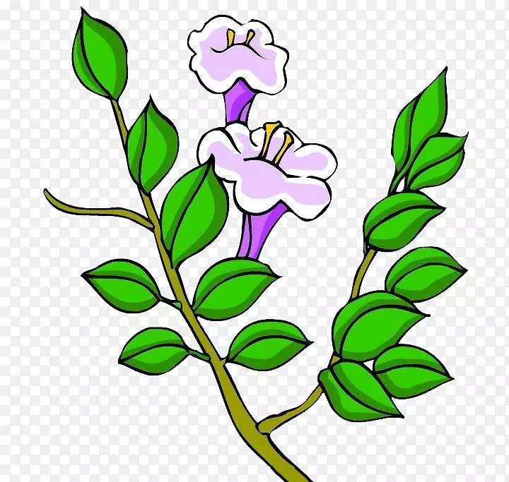 花卉设计紫色剪贴画手绘紫色喇叭