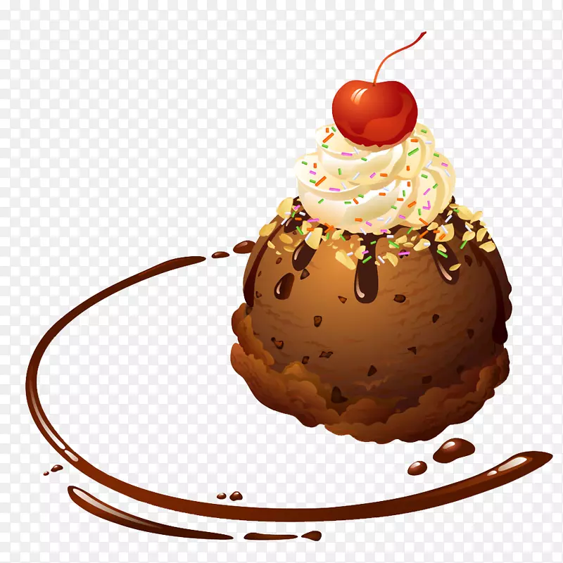 冰淇淋圆锥巧克力冰淇淋圣代巧克力蛋糕