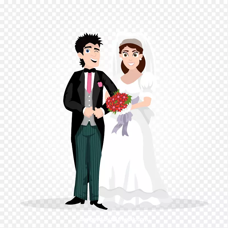 新郎结婚插画-卡通新娘和新郎