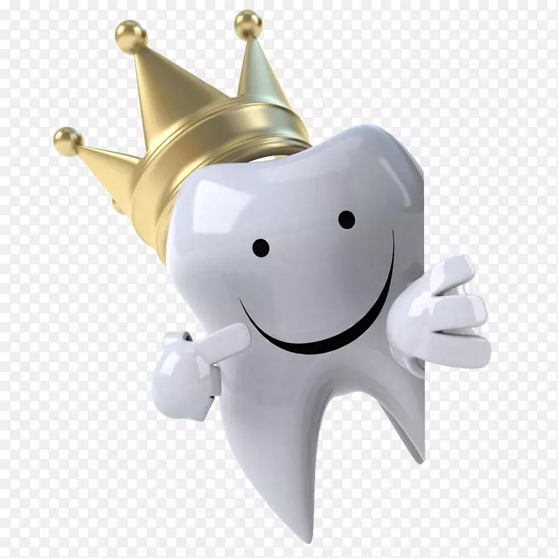 人类牙齿卡通-戴着王冠微笑的牙齿