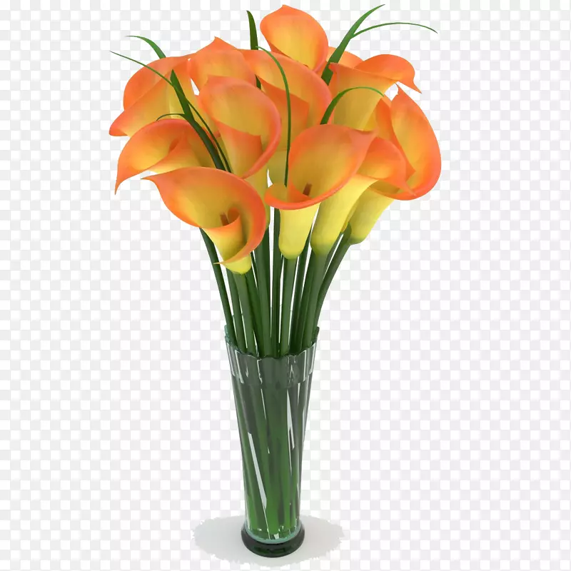花瓶黄花图案-红边黄色花束