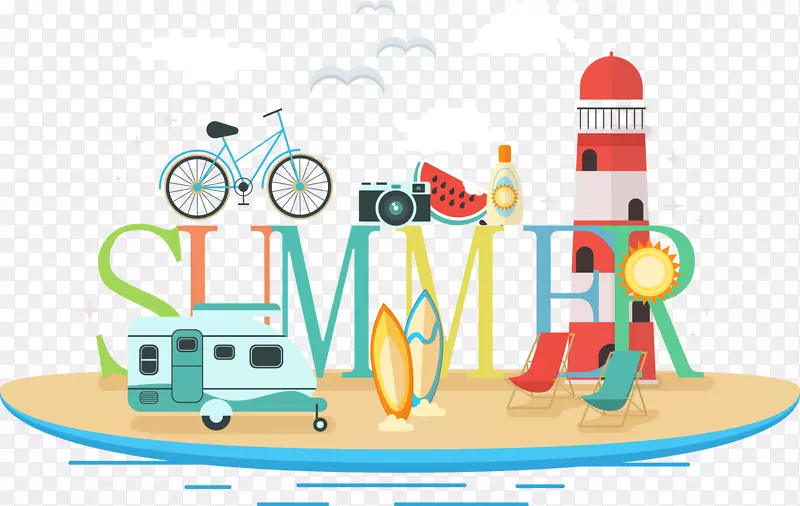 夏季插图-夏季旅行插图材料