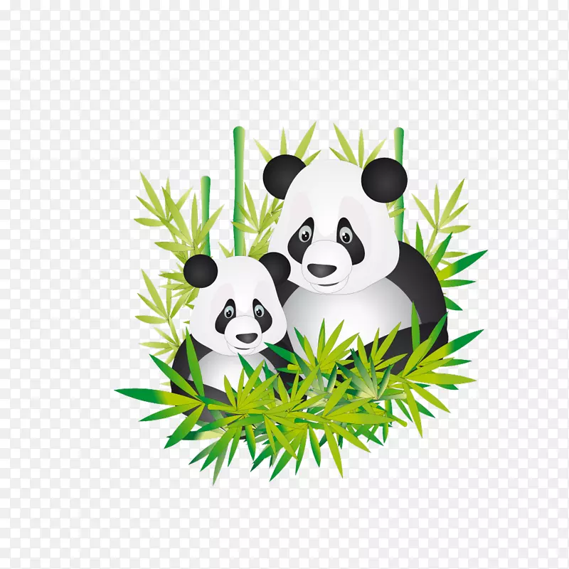 大熊猫熊卡通剪辑艺术-可爱的熊猫妈妈