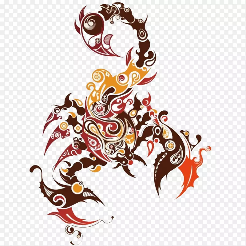 蝎子纹身部落壁纸-蝎子图案由元素组成