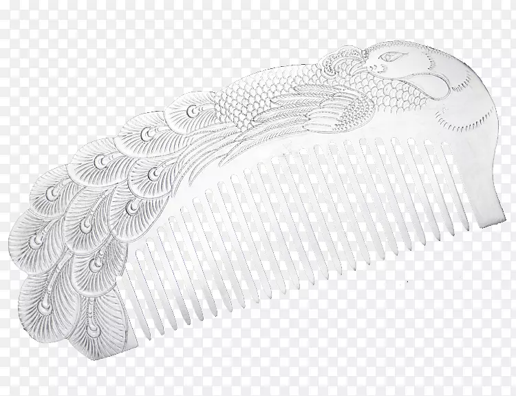 白鞋材质图案-凤凰图案银梳