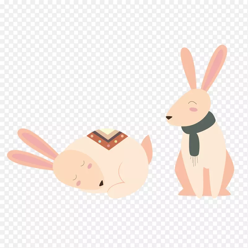 兔子复活节兔子卡通插图-兔子睡觉