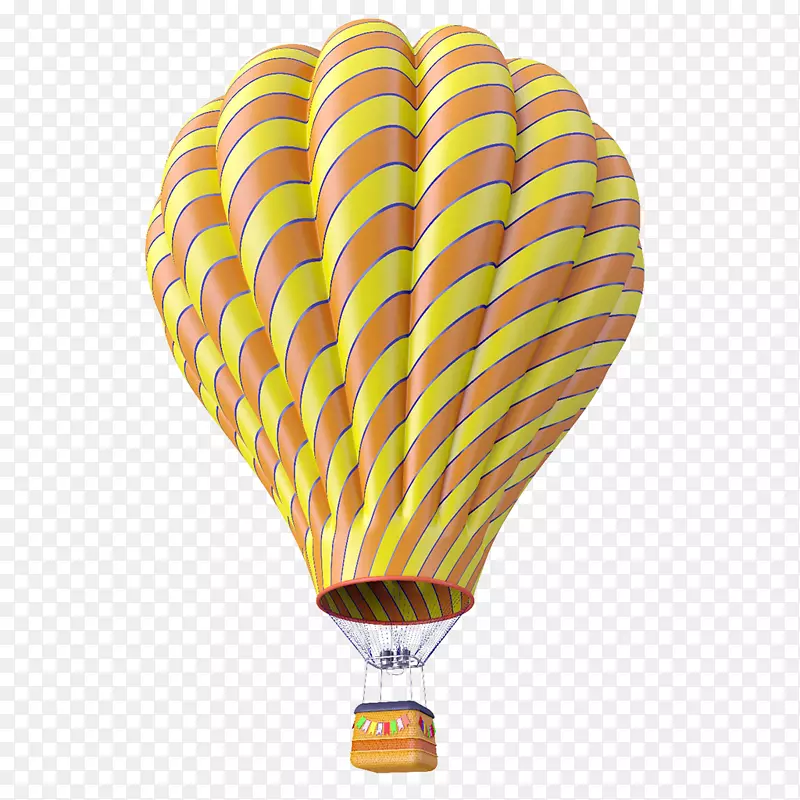 热气球摄影.黄色条纹热气球