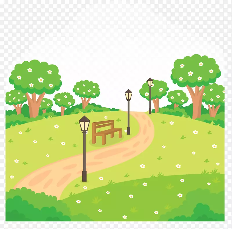 园艺版税-免费剪贴画-夏季公园景观材料