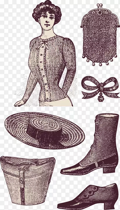 19世纪时尚配饰插图-女装图案