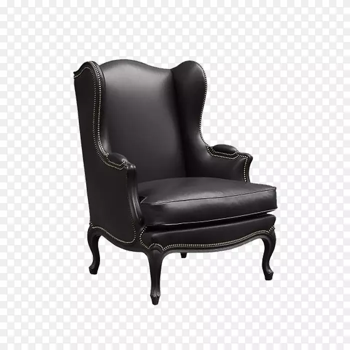 Eames躺椅，翼椅，沙发家具-黑色皮革扶手椅