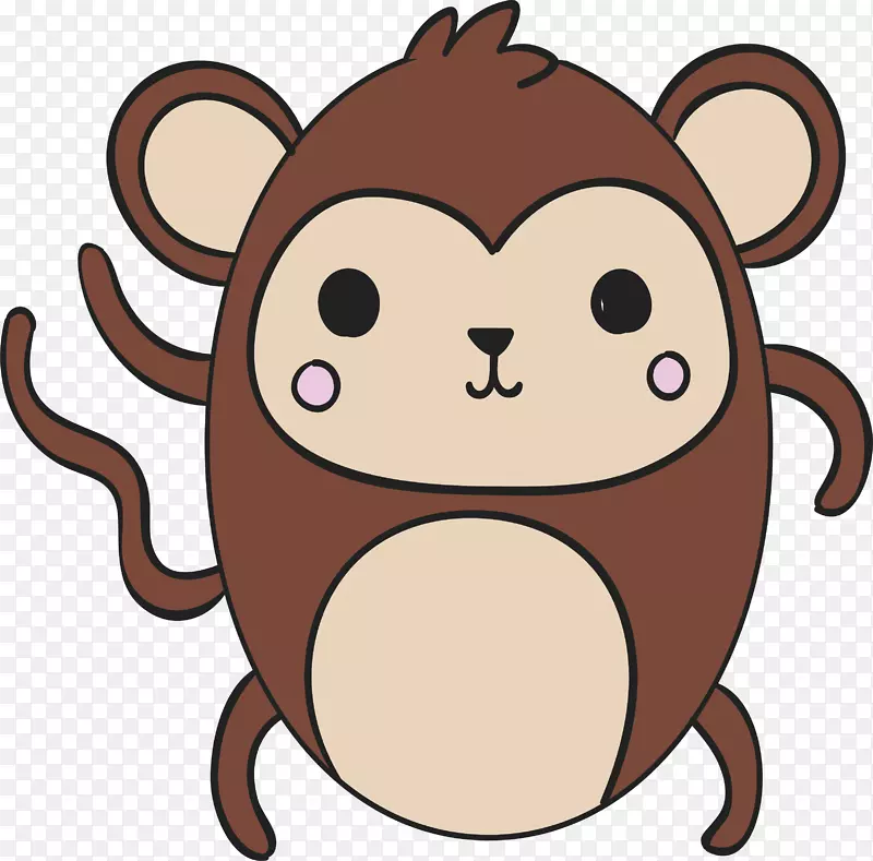 画卡瓦伊-可爱的小猴子