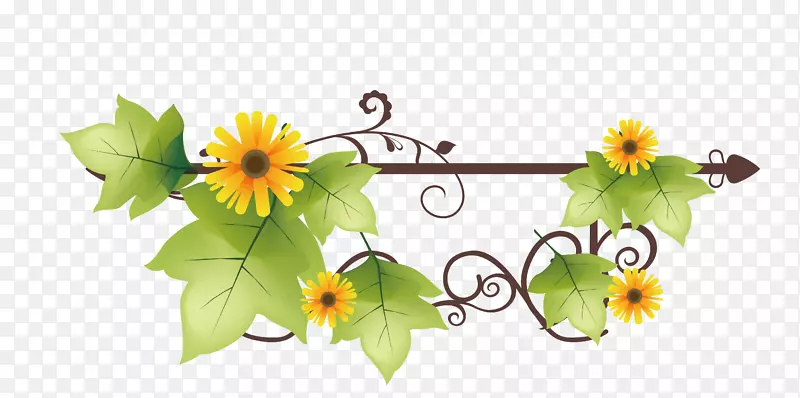 花卉剪贴画-欧洲风格美丽的绿色花鼠载体