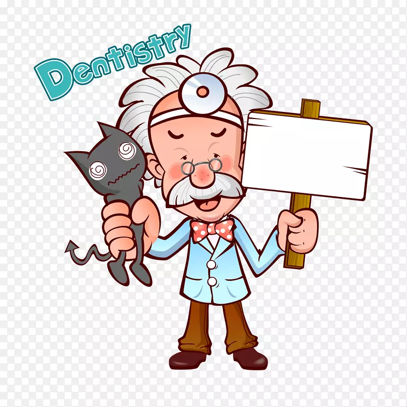 医生卡通插画-卡通插画，老医生