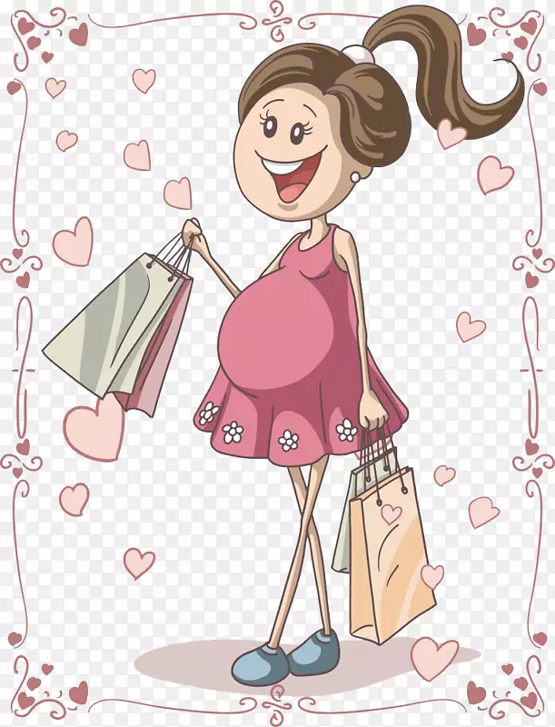 怀孕卡通插图-孕妇购物