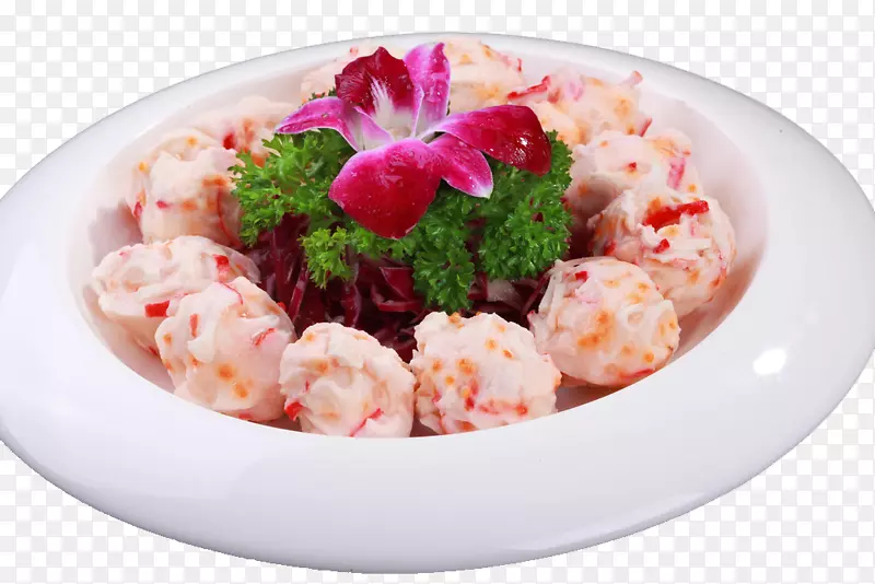 海鲜火锅鱼球小龙虾作为食物烧烤龙虾球