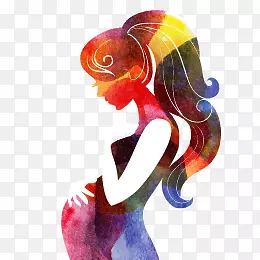母亲节怀孕插图-彩绘孕妇