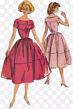 20世纪50年代，20世纪60年代的旧服装式样-女性