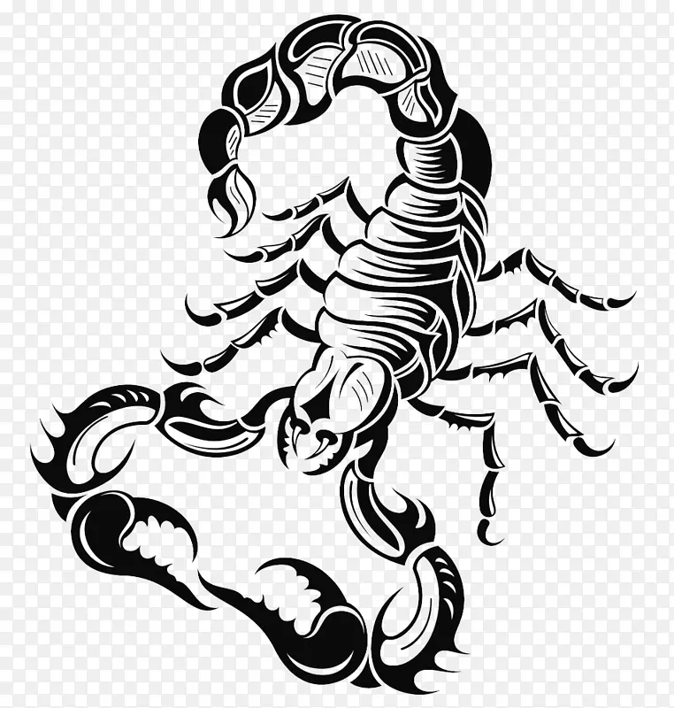 蝎子绘画免版税剪贴画手绘卡通蝎子纹身