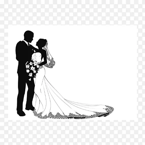 婚礼新娘剪影剪贴画-浪漫的男女婚礼