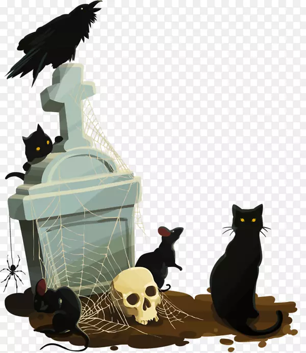 黑猫炉灶万圣节-墓地的渗透