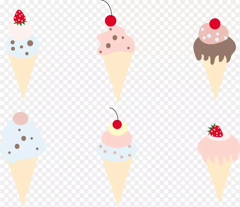 冰淇淋锥形雪糕草莓冰淇淋卷冰淇淋