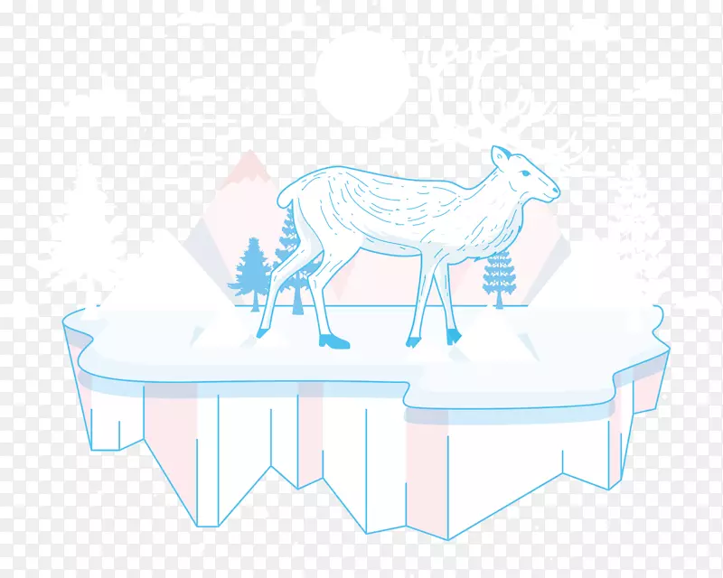 纸马插图-雪中的驯鹿