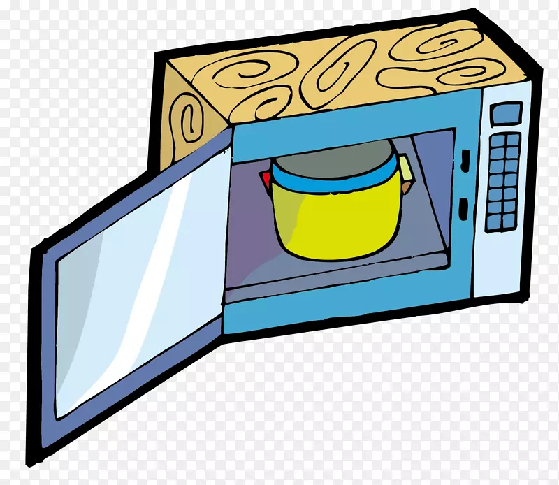微波炉厨房剪贴画-打开微波炉