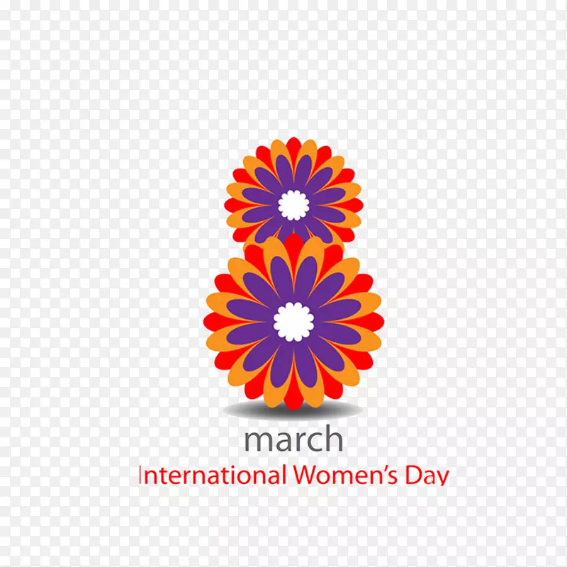 3月8日国际妇女节妇女剪贴画-妇女节鲜花点缀海报