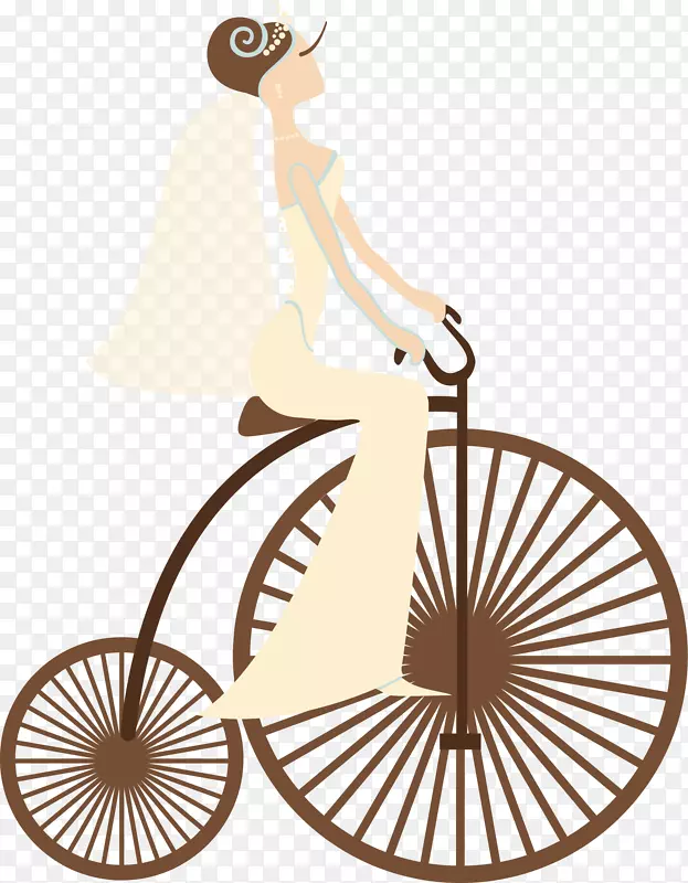 自行车轮画-骑新娘