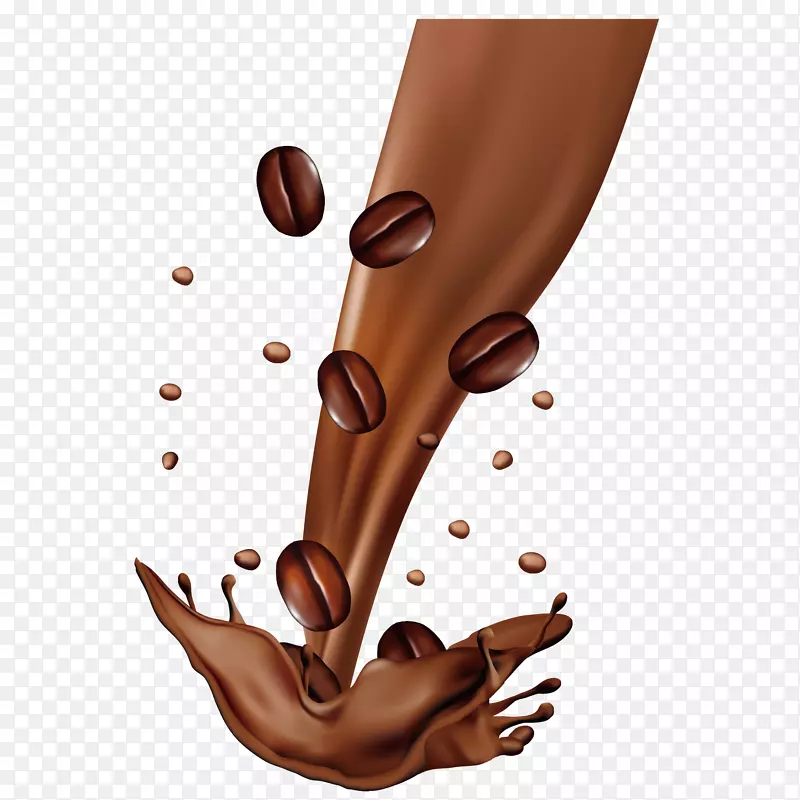 果汁杏仁牛奶浆果手绘棕色巧克力咖啡PNG
