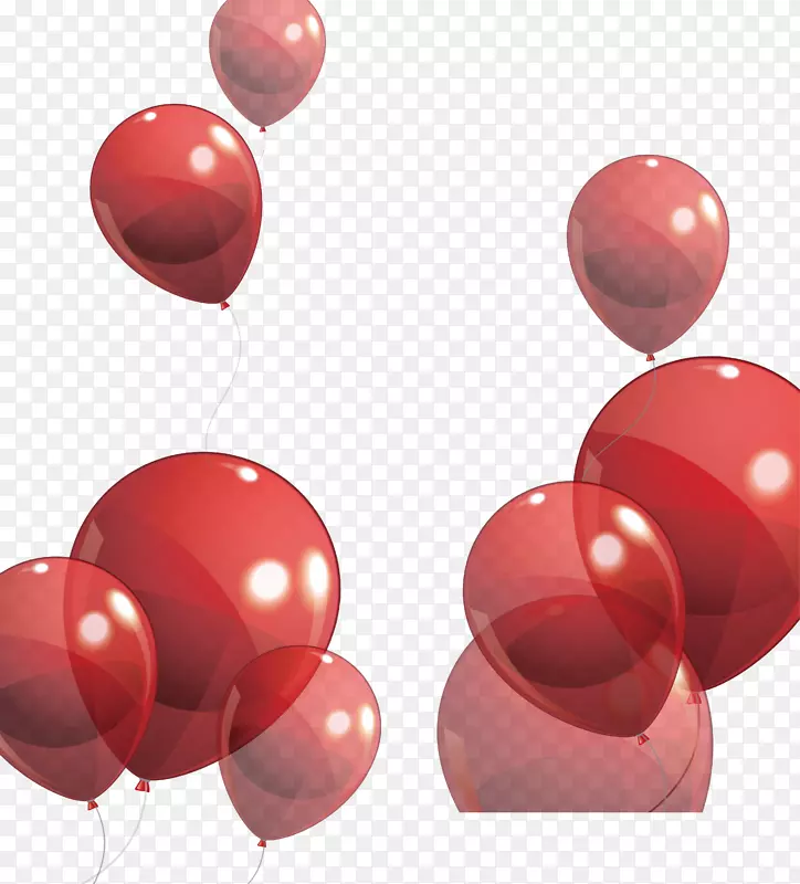 气球生日图-红色透明气球