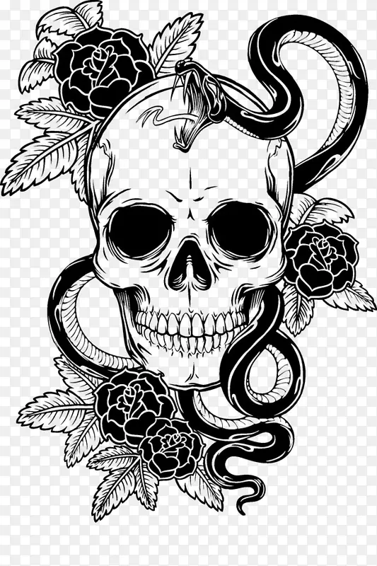 纹身人类头骨象征-毒液头骨
