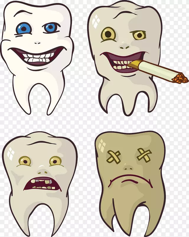 蛀牙-免费剪贴画-吸烟对你的牙齿有害。