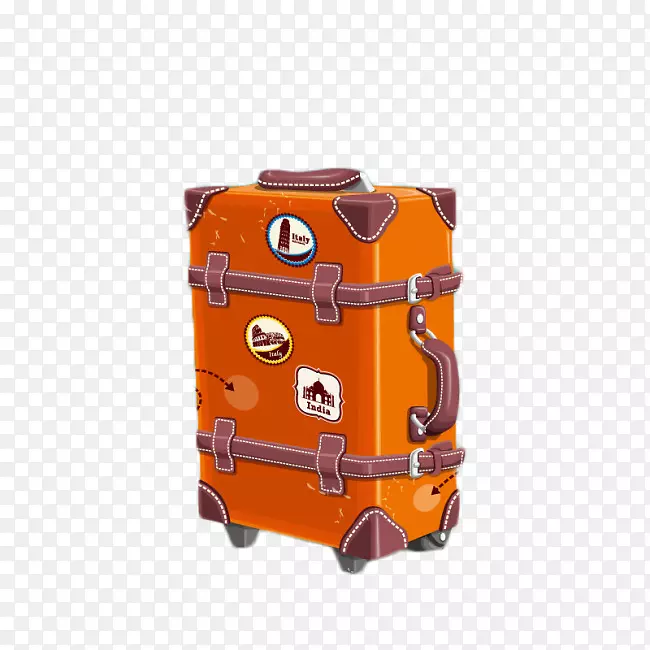 手提箱，行李-橙色复古行李