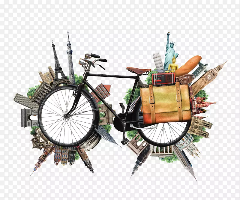 埃菲尔铁塔世界建筑旅游景点地标-创意自行车