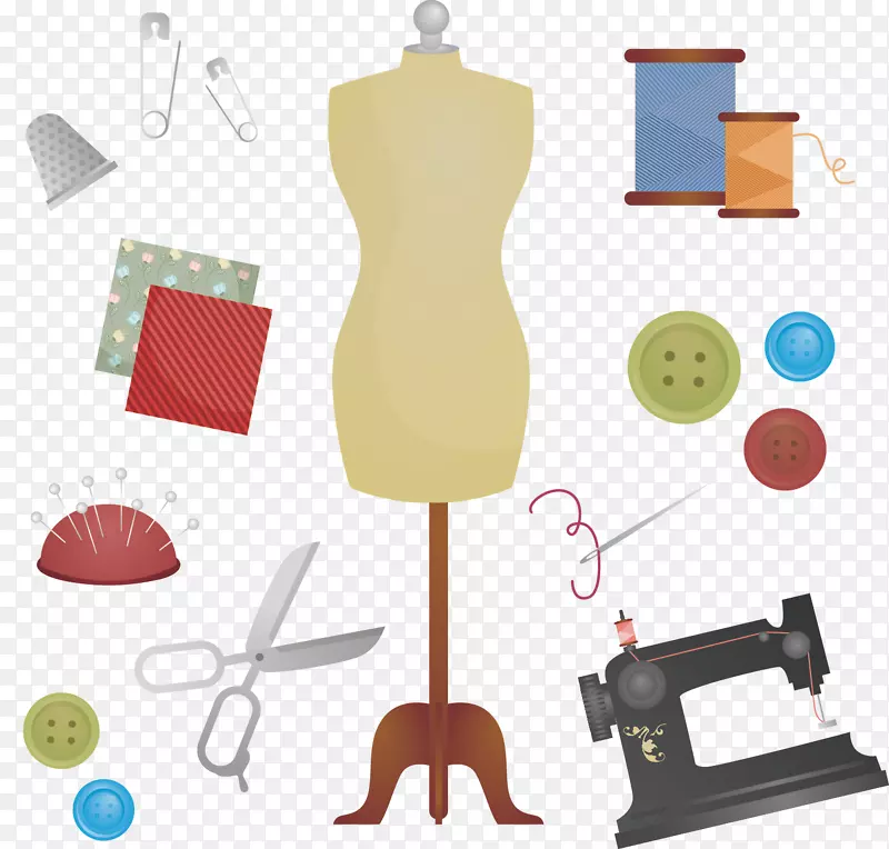 萨托里亚服装裁缝机.手绘服装剪刀缝纫机