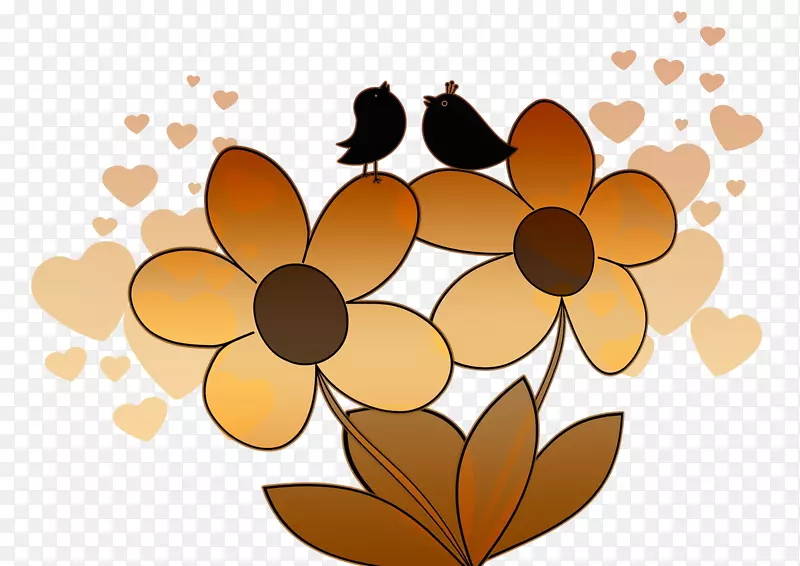 Pixabay插图-爱情鸟手绘