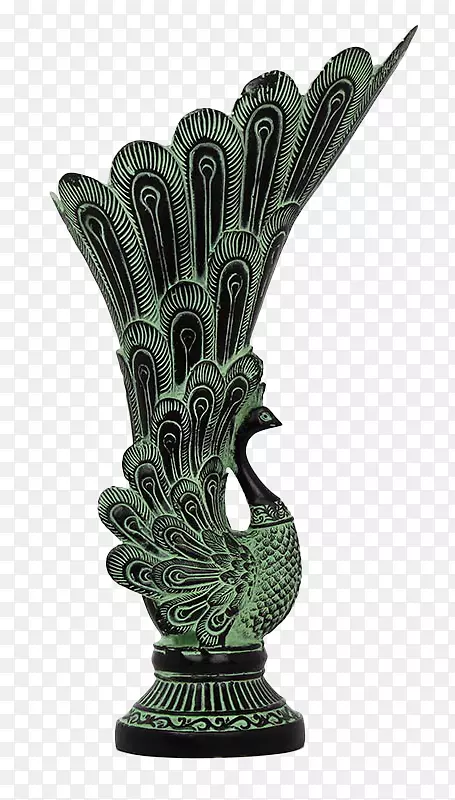花瓶亚洲孔雀青铜装饰艺术孔雀装饰侧面