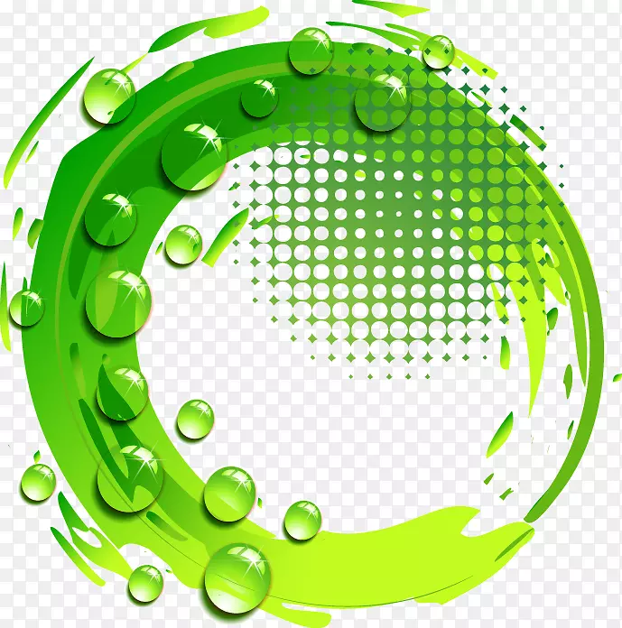 水果图标-深绿色圆圈彩绘水滴