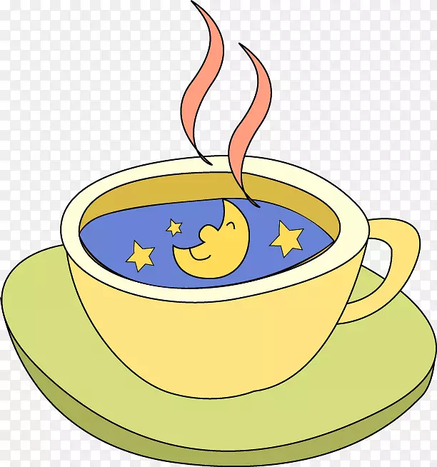 茶下载夹艺术-晚安茶杯漆成黄色图案