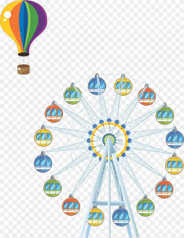 游乐场剪辑艺术-卡通风车热气球