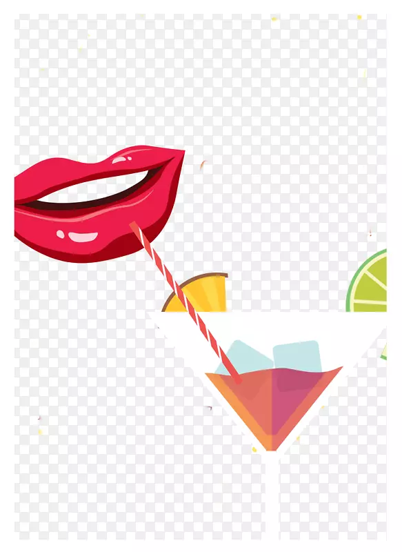 海报饮料-夏季创意海报背景唇喝柠檬水