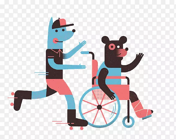 轮椅坐图-熊坐在轮椅上