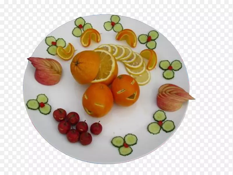 白盘奥格里斯创意设计师-橙色笑脸花水果盘创意