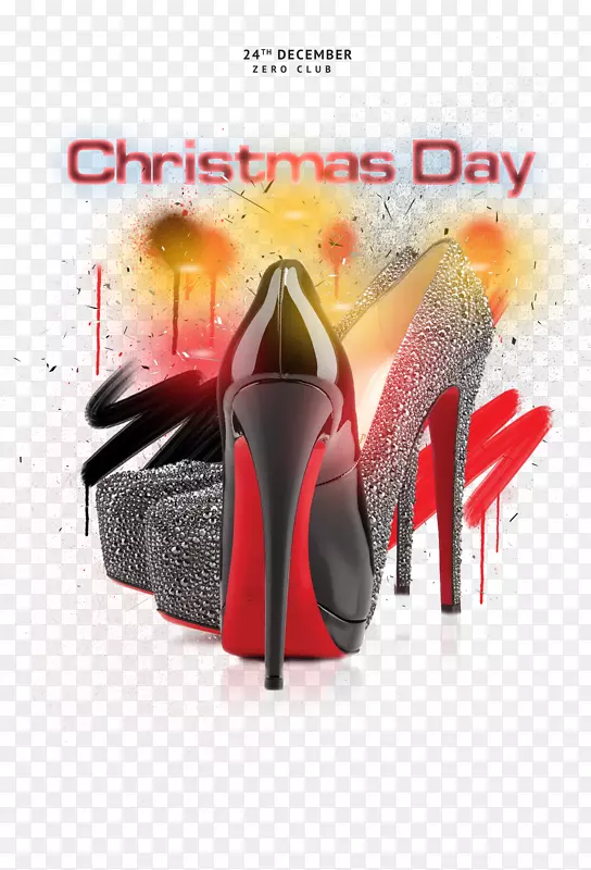高跟鞋海报传单-圣诞创意黑色高跟鞋