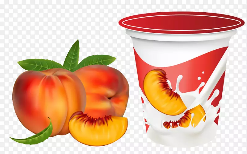 桃子夹艺术-水果酸奶