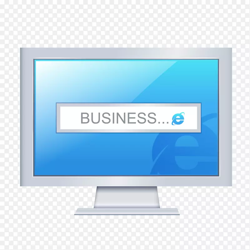 电脑显示器电脑键盘图标蓝色电脑显示器