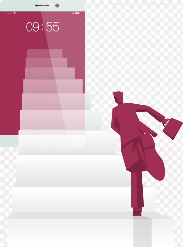平面设计创意-创意休闲商务人士走楼梯电话